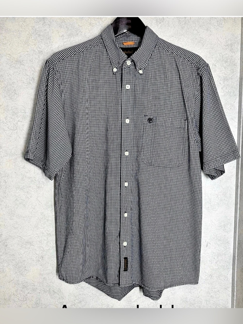 Timberland Gingham Button Down Shirt in Black & White Large